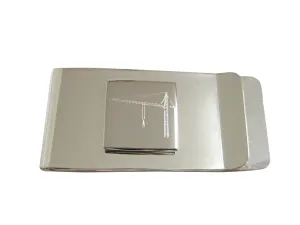 Silver Toned Etched Construction Crane Money Clip