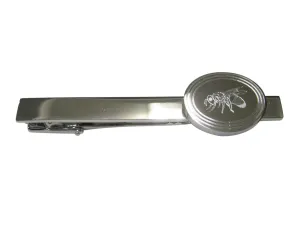 Silver Toned Etched Oval Bee Tie Clip