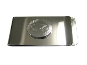 Silver Toned Etched Oval Hippo Money Clip
