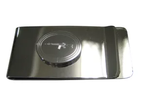 Silver Toned Etched Oval Left Facing AK47 Rifle Money Clip
