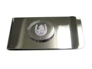 Silver Toned Etched Oval Maned Horse and Horse Shoe Money Clip
