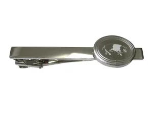 Silver Toned Etched Oval Pig Tie Clip