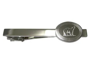 Silver Toned Etched Oval Polar Bear Tie Clip