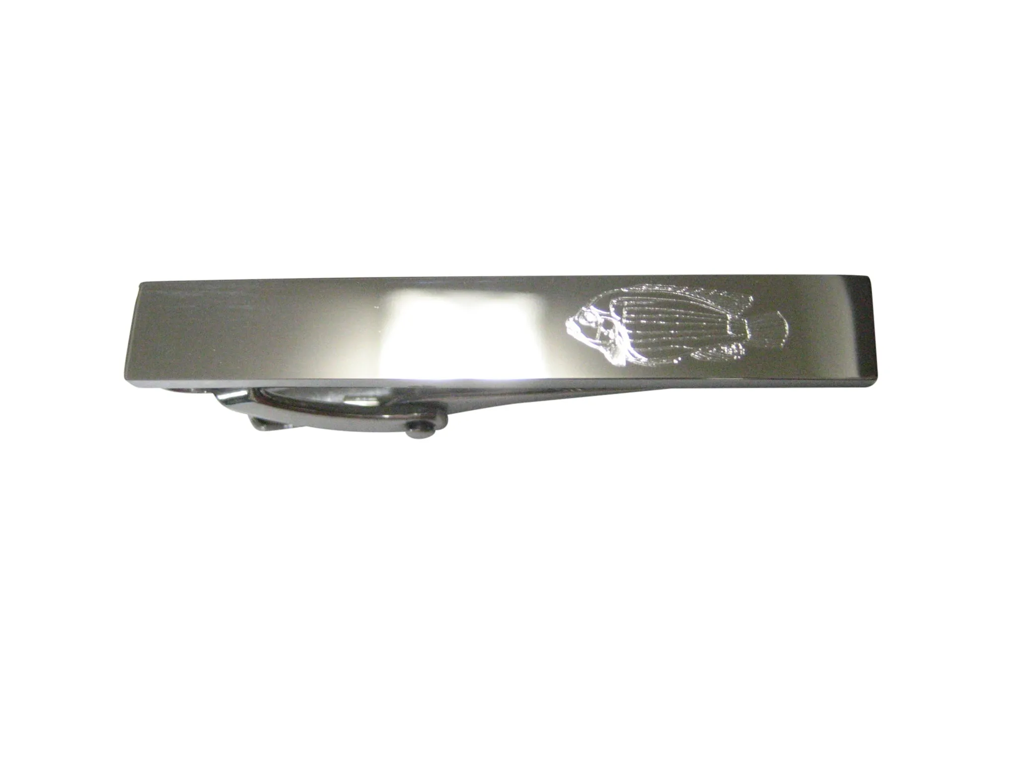 Silver Toned Etched Sleek African Cichlid Fish Skinny Tie Clip