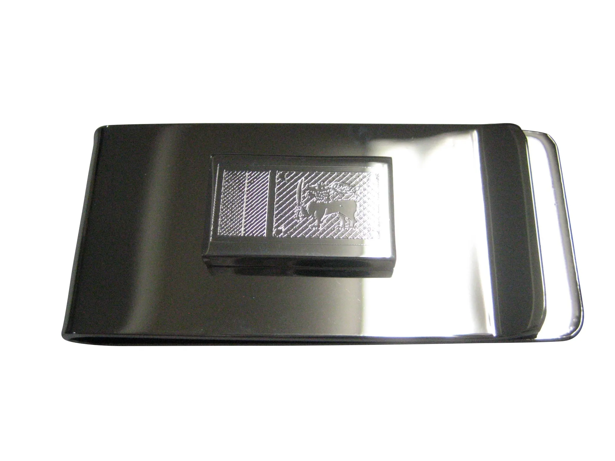 Silver Toned Etched Sri Lanka Flag Money Clip