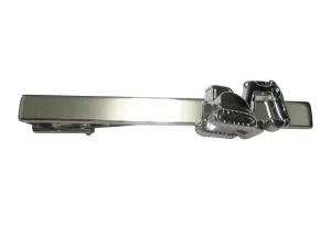 Silver Toned Excavator Heavy Machinery Square Tie Clip