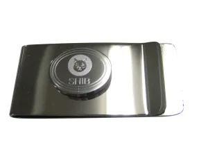 Silver Toned Oval Pendant Etched Shiba Inu Coin SHIB Cryptocurrency Blockchain Money Clip