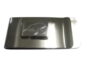 Silver Toned Rectangular Etched Shrimp Money Clip