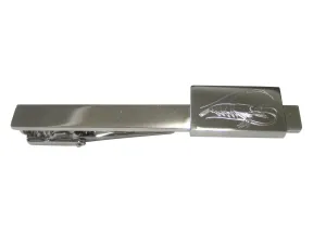 Silver Toned Rectangular Etched Shrimp Tie Clip