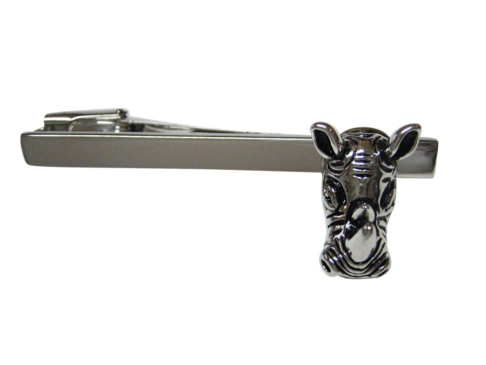 Silver Toned Rhino Head Square Tie Clip