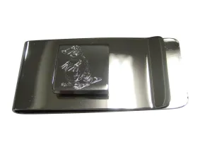 Silver Toned Square Etched Duck Billed Platypus Money Clip
