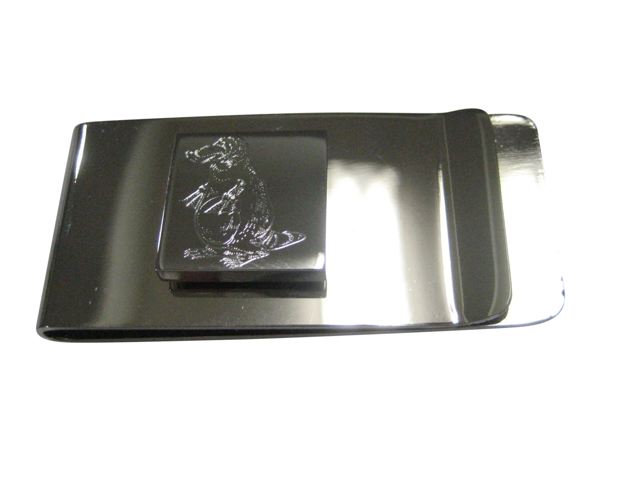 Silver Toned Square Etched Duck Billed Platypus Money Clip