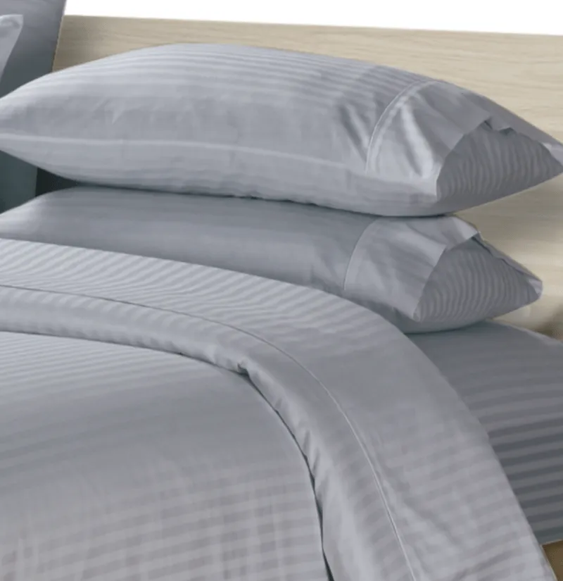 Simon Baker 250 Thread Count Egyptian Cotton Stripe Duvet Cover Set Silver