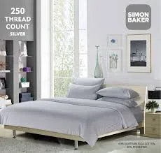 Simon Baker 250 Thread Count Egyptian Cotton Stripe Duvet Cover Set Silver