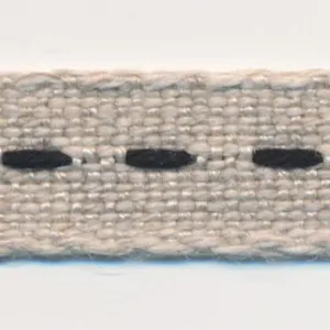 Single Stitched Linen Ribbon #10 Ecru & Black