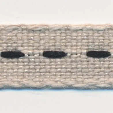 Single Stitched Linen Ribbon #10 Ecru & Black