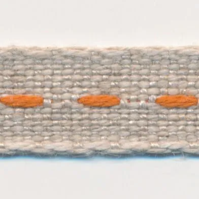 Single Stitched Linen Ribbon #2 Ecru & Brick