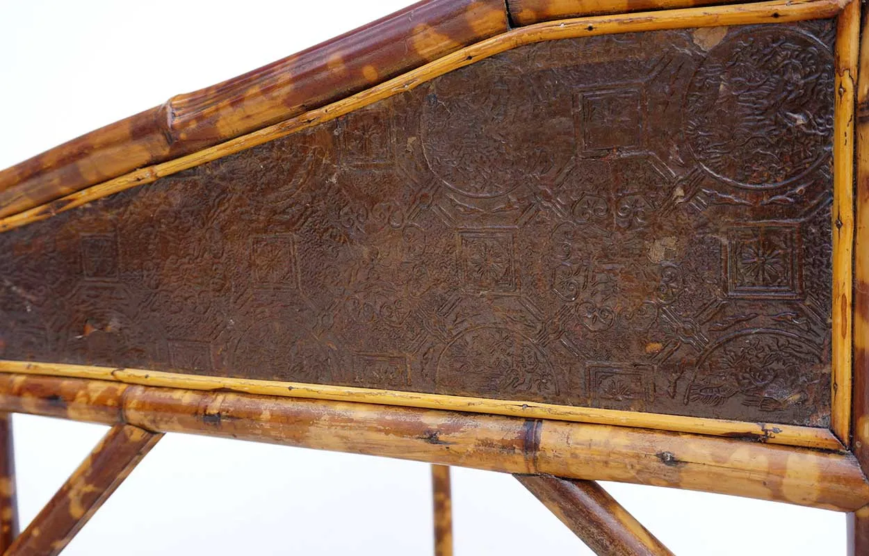 Small English Aesthetic Movement Bamboo Slant-Top Writing Desk