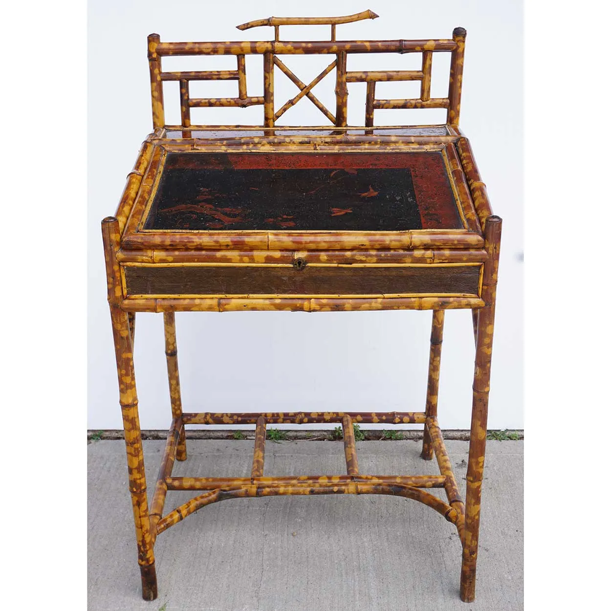 Small English Aesthetic Movement Bamboo Slant-Top Writing Desk