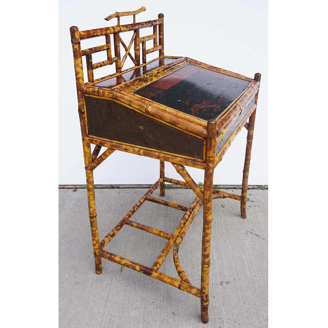 Small English Aesthetic Movement Bamboo Slant-Top Writing Desk