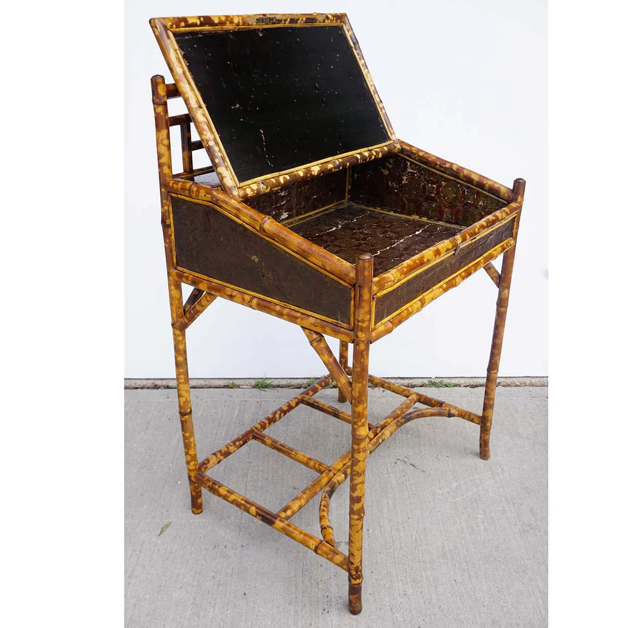 Small English Aesthetic Movement Bamboo Slant-Top Writing Desk