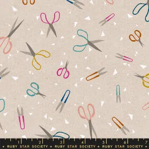 Snip Snip in Linen Natural Canvas -- Darlings 2 Ruby Star Society Collaborative -- Moda Fabric