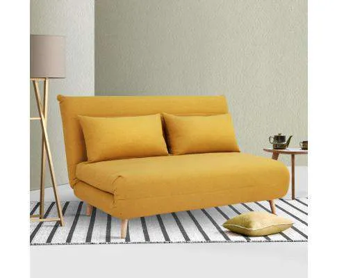 Sofa Bed Lounge Adjustable Seater Futon Couch Recliner Folding Linen Fabric