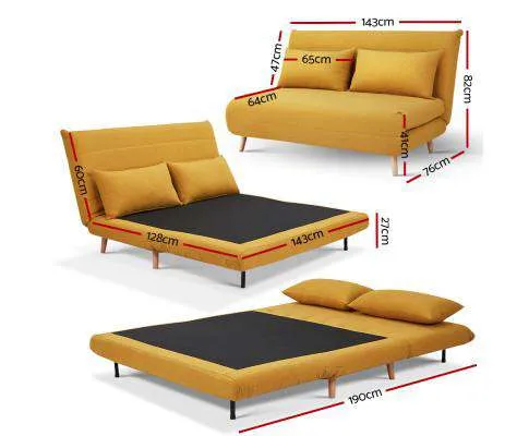 Sofa Bed Lounge Adjustable Seater Futon Couch Recliner Folding Linen Fabric
