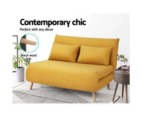 Sofa Bed Lounge Adjustable Seater Futon Couch Recliner Folding Linen Fabric