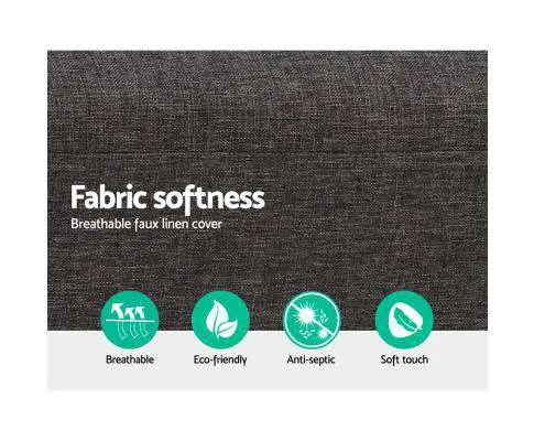 Sofa Bed Lounge King Single Seater Futon Couch Linen Fabric Wood Legs Dark Grey