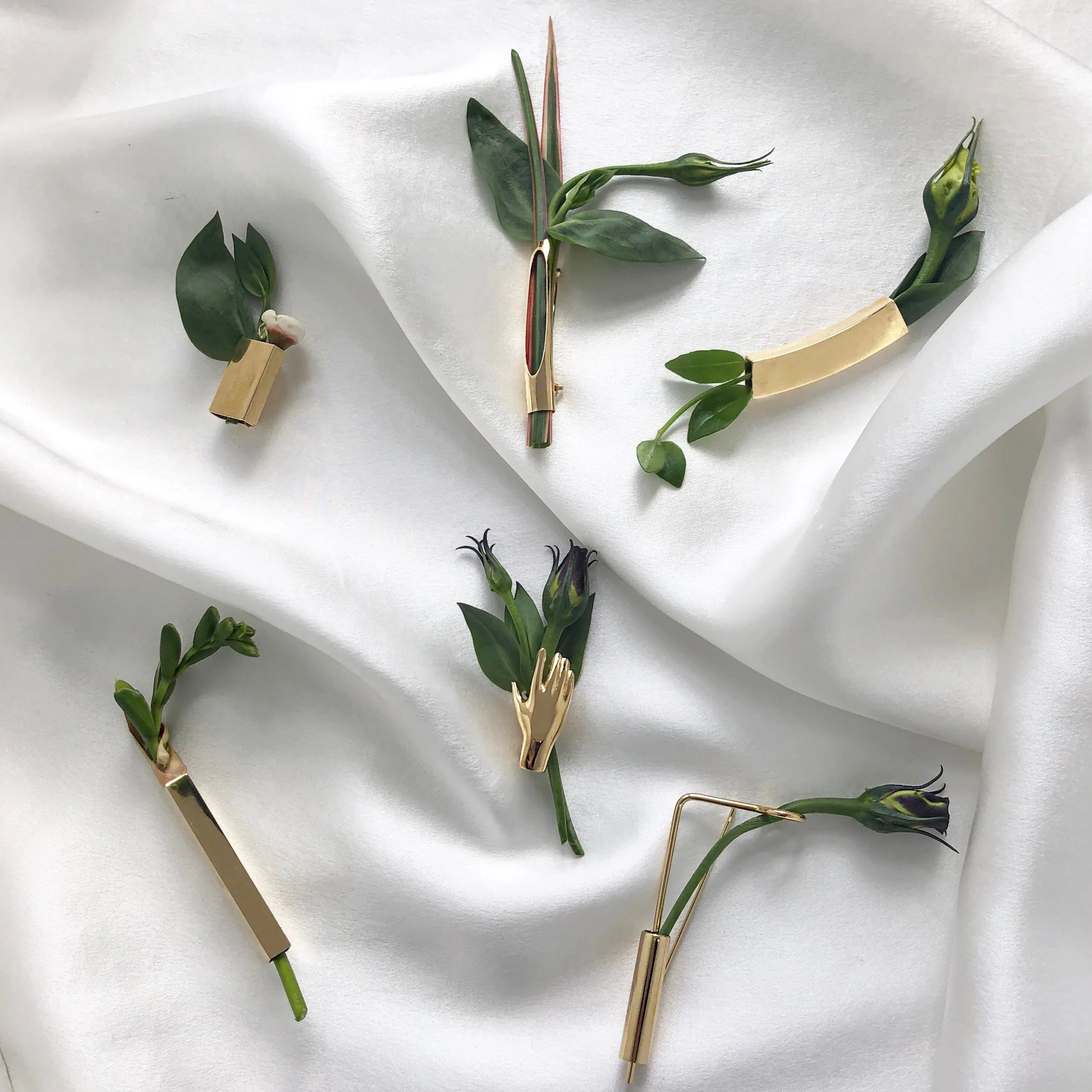 Splint Botanical Brooch in Rhodium