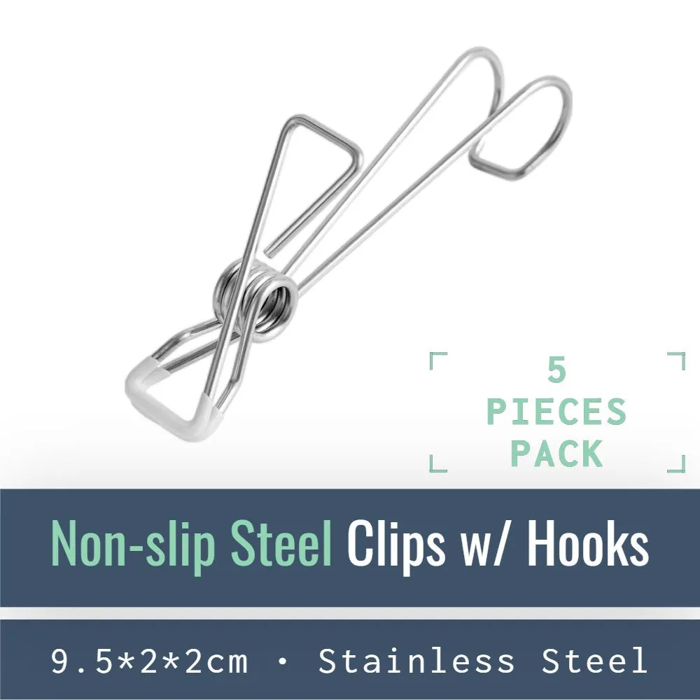 Stainless Steel Clips on Hooks - Firm Grip Wire Clothes Pins