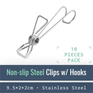 Stainless Steel Clips on Hooks - Firm Grip Wire Clothes Pins