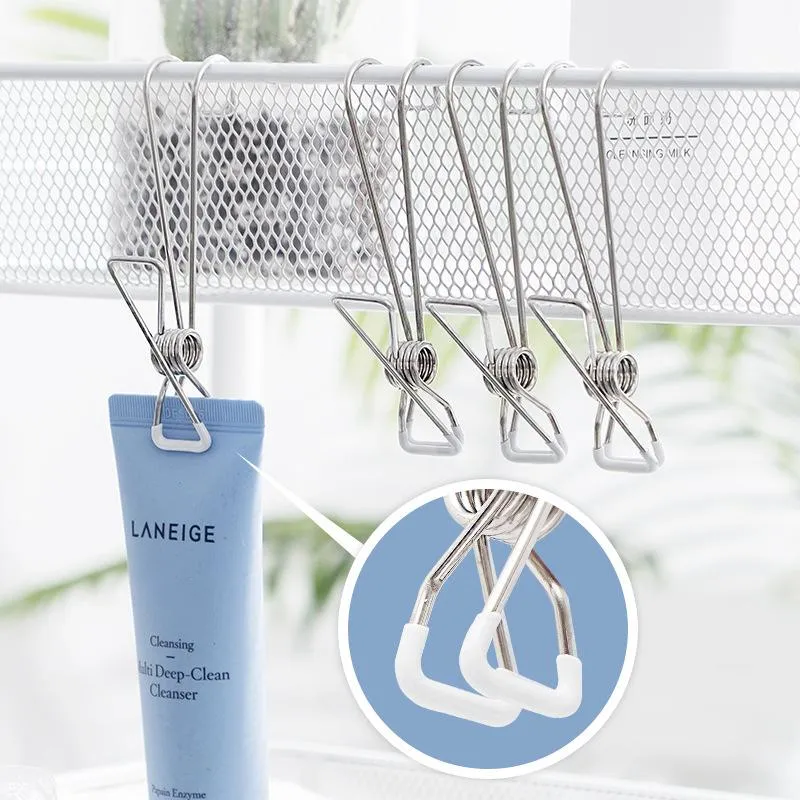 Stainless Steel Clips on Hooks - Firm Grip Wire Clothes Pins