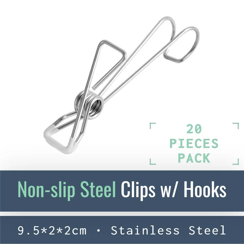Stainless Steel Clips on Hooks - Firm Grip Wire Clothes Pins