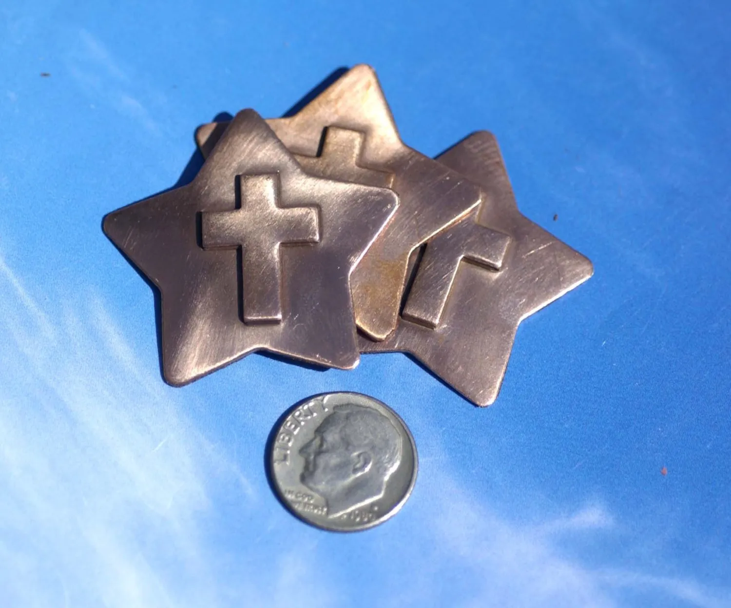 Star Cross Embossed Blank Cutout for Enameling Stamping Texturing Metalworking Jewelry Making Blanks