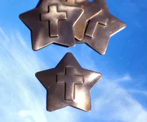 Star Cross Embossed Blank Cutout for Enameling Stamping Texturing Metalworking Jewelry Making Blanks
