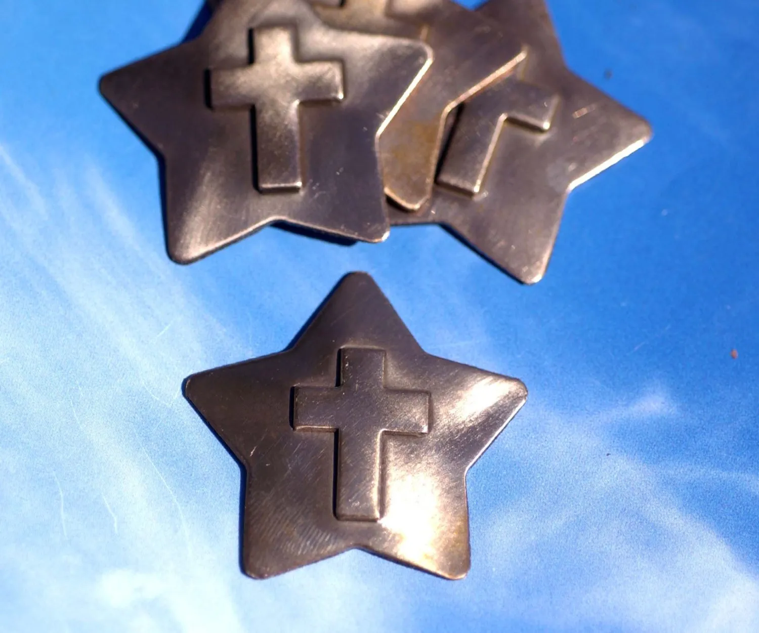 Star Cross Embossed Blank Cutout for Enameling Stamping Texturing Metalworking Jewelry Making Blanks