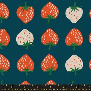 Strawberry Canvas in Blue -- Strawberry Friends by Kim Kight for Ruby Star Society -- Moda Fabric