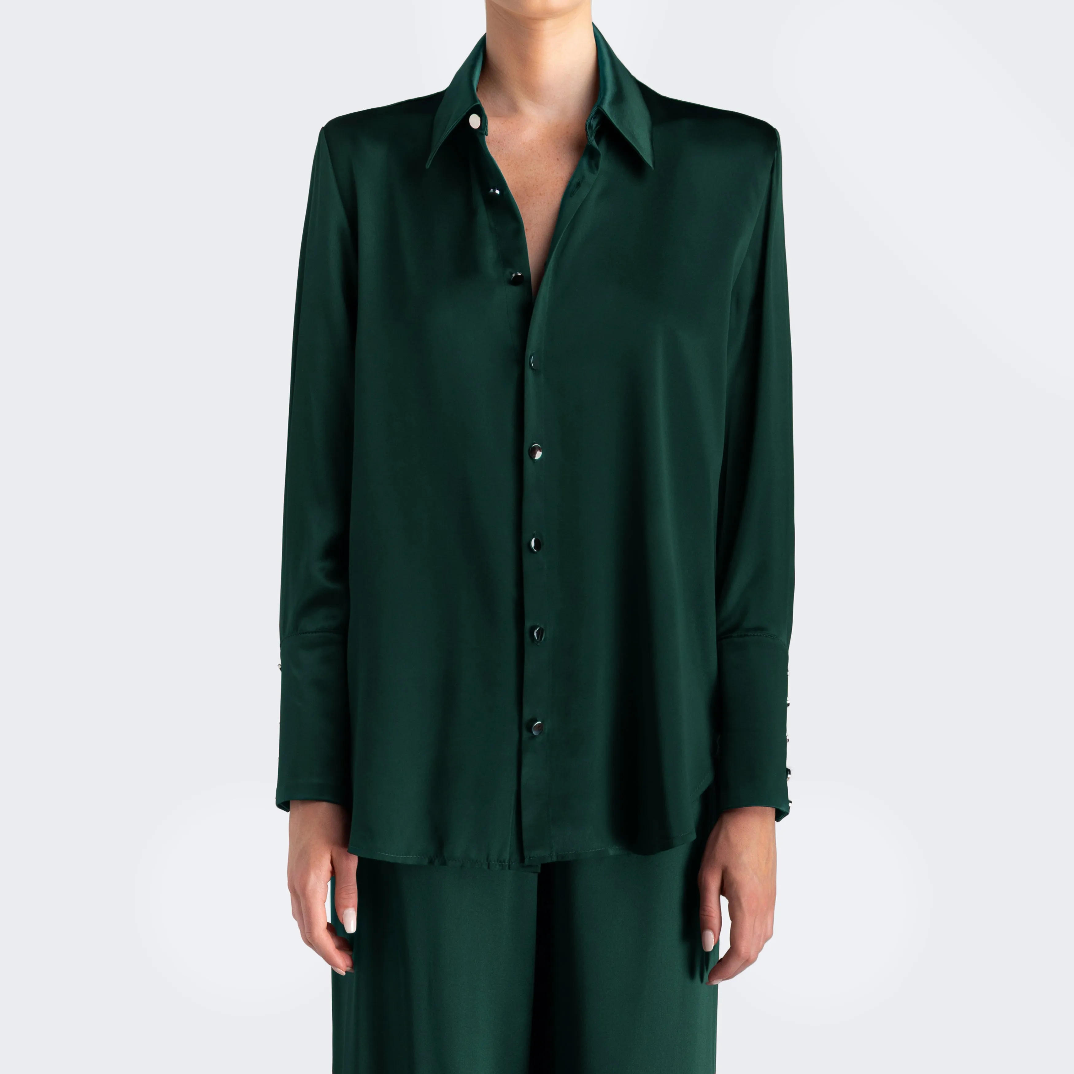 Studio Essential - Long Sleeve Blouse - Emerald
