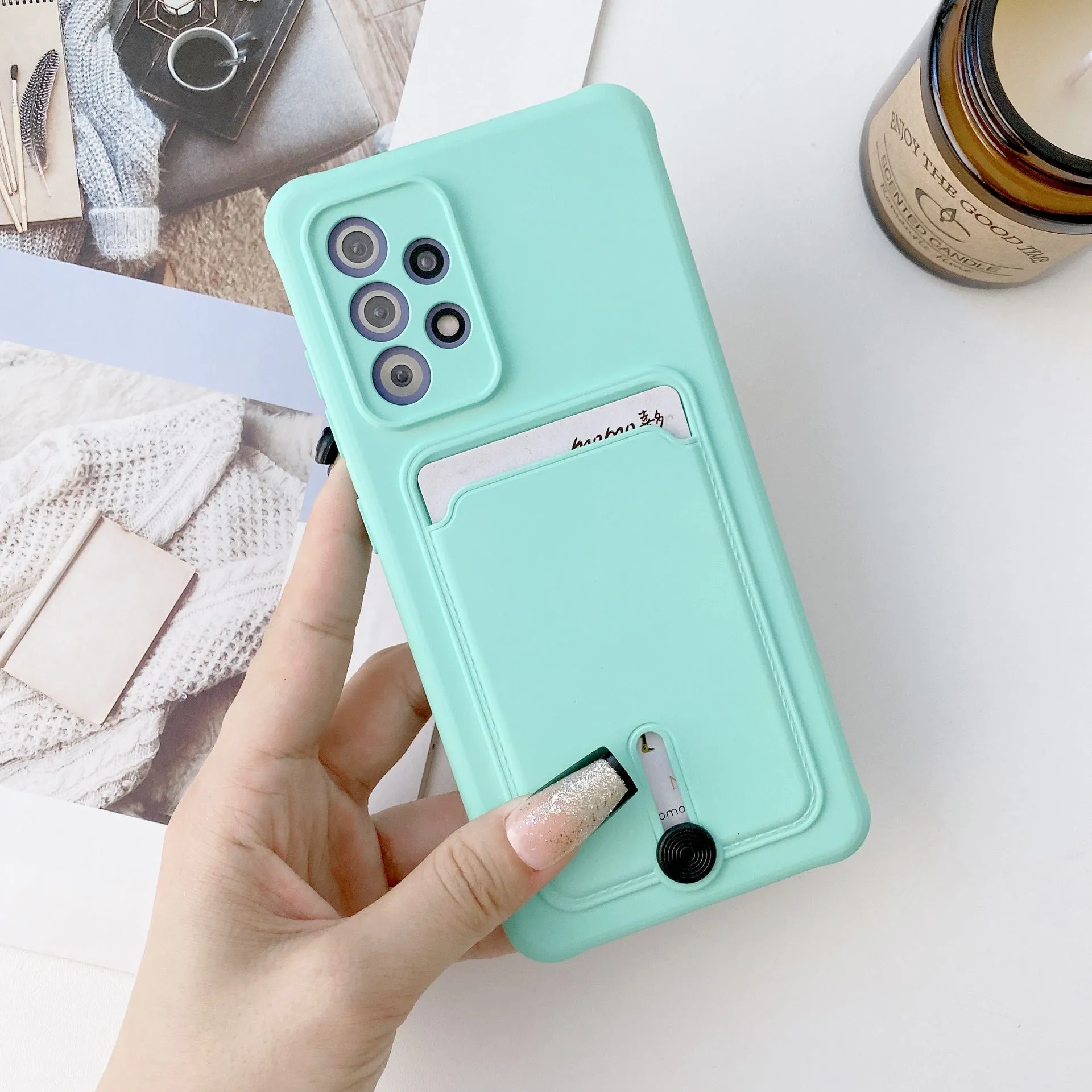 Suitable For A03S Anti-fall Card Pack A52 Mobile Phone Case S21 Pull All-in-one A22 All-pack Soft Shell A72