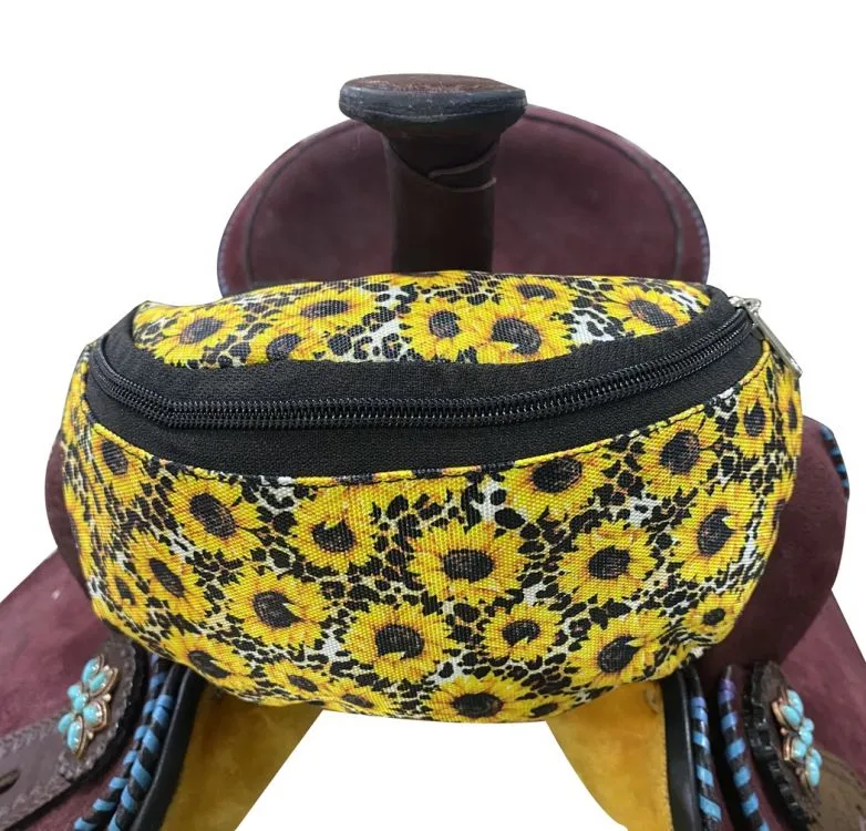 Sunflower & Cheetah Print Insulated Nylon Saddle Pouch