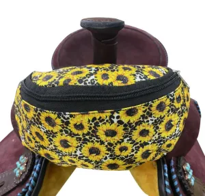 Sunflower & Cheetah Print Insulated Nylon Saddle Pouch
