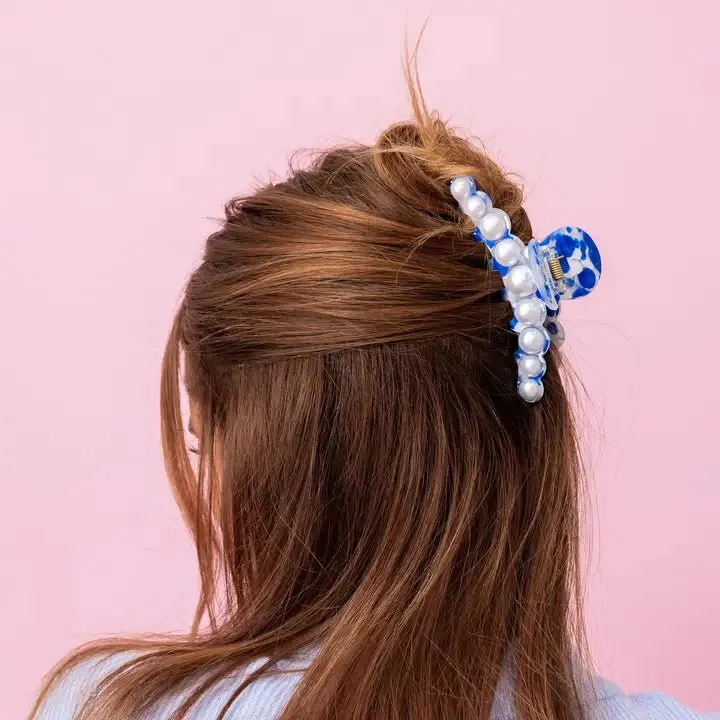 Taylor Elliot Designs: Claw Clip in Blue Fluid/Pearl
