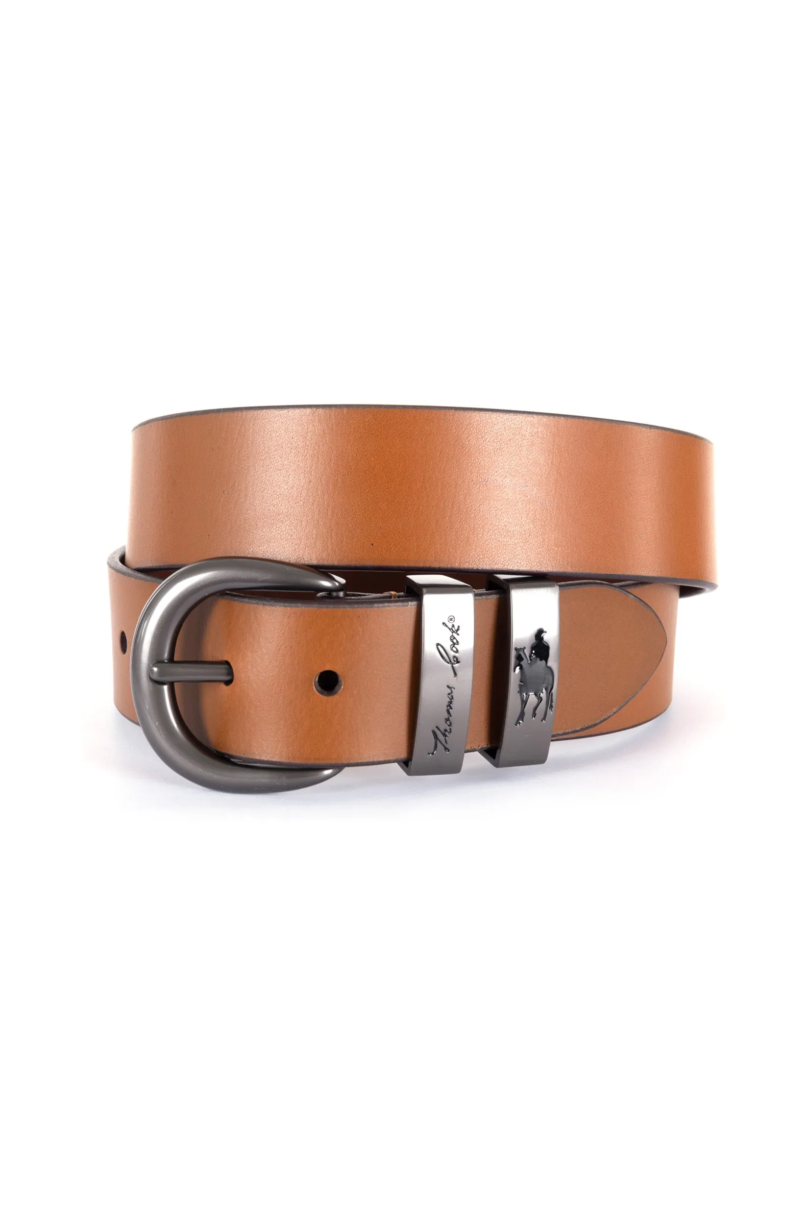 TCP1942BEL Thomas Cook Twin Keeper Gunmetal Tan Belt