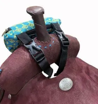 Teal Aztec Print Insulated Nylon Saddle Pouch