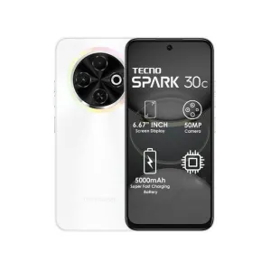 Tecno Spark 30c, 6.67'' HD , UP to 8GB RAM   128GB ROM (Dual Sim) 50MP, 5000 mAh - Orbit white
