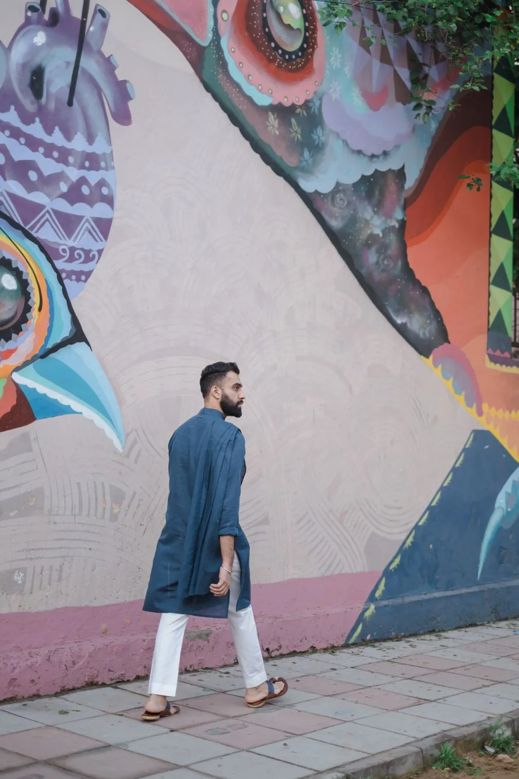 Tejeshwar Sandhoo - Blue Kurta With White Pant Set