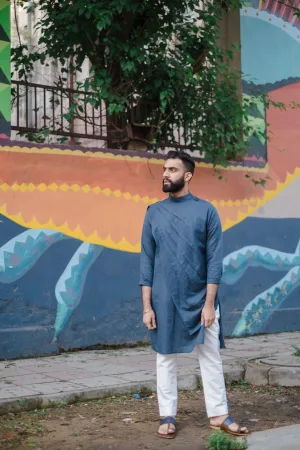 Tejeshwar Sandhoo - Blue Kurta With White Pant Set