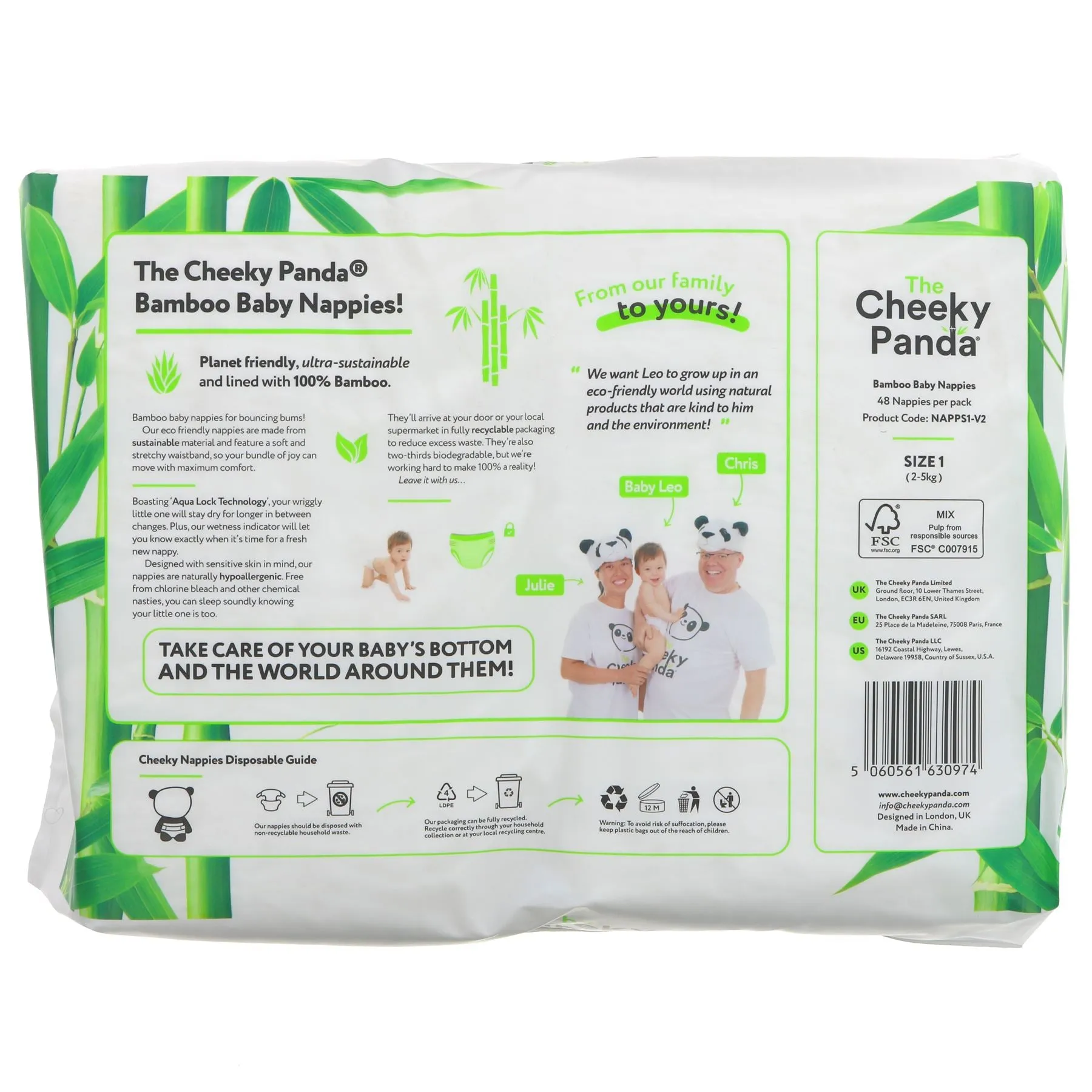 The Cheeky Panda | Bamboo Nappies Size 1, 2-5kg | 48